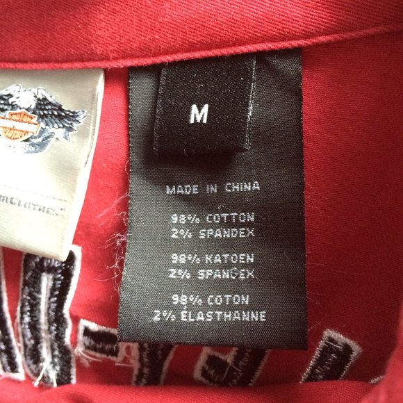 Harley Davidson Womens Blouse Top Medium Red Embroidery Zip Closure Cap Sleeve - Picture 4 of 8